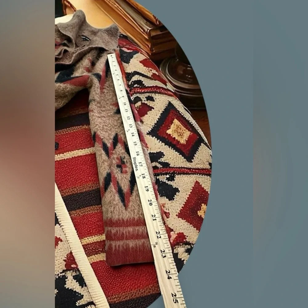 Black Rivet Aztec Southwestern Cozy Sweater Cardigan. Brown/Black/Red
Size: L - Picture 10 of 12